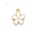 Goldener Blumenanhänger aus Legierung mit weißer Emaille für DIY-Schmuck und Anhänger - 13*16mm / Weiß