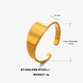 Anello aperto minimalista in acciaio inox dorato con larghezza 0,7cm e diametro 1,6cm - Larghezza 0,7cm/Diametro Interno 1,6cm / Oro