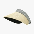 Visière pare-soleil femme avec bord en paille et bandeau à carreaux noir et blanc - Beige (25H212)