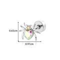 Silver spider stud earring with iridescent heart crystal and precise size dimensions - Iridescent Heart Spider (940-4#银) / Silver