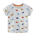 T-shirt da bambino a maniche corte in grigio melange con vivaci stampe di dinosauri - 3T (Altezza Suggerita 90-95cm) / Grigio Melange Stampa Dinosauri Colorati All-over (6001)