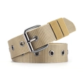 Khaki canvas belt with metal eyelets and pin buckle for stylish casual outfits - Khaki
