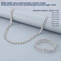 8mm silbernes Edelstahl-Büroklammer-Halsketten- und Armbandset mit Größenangaben - 8mm Punktmuster Silber Armband (20cm)