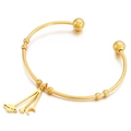 Golden open titanium steel bracelet with celestial moon, star and planet charms - Gold (KB155753-Z)