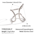 Detailed view of silver stainless steel wave ring showing precise dimensions and light weight - Double-layer Wave Line (YYR025346-P)