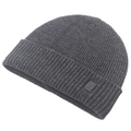 Bonnet en laine tricoté gris foncé avec revers et petit patch logo pour l'hiver - Gris foncé