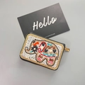 Bohemian handmade beaded card holder with colorful elephant pattern and gold zipper - No.21 (Colorful Elephant)