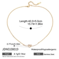 Detail of 18K gold stainless steel necklace featuring interlocking heart pendants with crystals - Double Interlocking Hearts Style(JDN0108019)