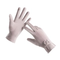 Gants thermiques en suédine rose clair avec nœud décoratif et fonction tactile - Bord De Jupe À Nœud De-rong / Marron