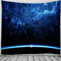 Arazzo con nebulosa stellare blu e bordo di pianeta per decorazione parete camera - 150x130cm / Stile 2-Nebulosa blu profondo