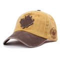 Vintage washed mustard yellow and brown baseball cap with Canada maple leaf patch - Adjustable / Yellow