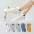 Toddler breathable cotton mesh socks in 5 colors with cartoon bear embroidery - Popular Bear Mesh (Assorted)