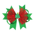 Kerst haarstrik voor meisjes met groen lint en klein hars kerstboom ornament - 3#-Groene Kerstboom Stijl