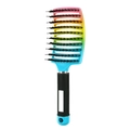 Rainbow gradient curved vented hairbrush with boar bristles and ergonomic black handle - Gradient
