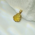 Mini 18k gold plated stainless steel Maitreya Buddha pendant with yellow glass stone - Transparent Yellow
