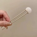 Épingle à cheveux dorée en U avec détail de perle blanche et style papillon élégant - Imitation Jade Blanc (186) / Or/Blanc