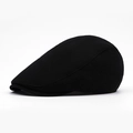 Gorra tipo newsboy negra clásica con textura de punto fino y diseño casual minimalista - Negro