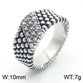 Anillo de hombre de 10mm en acero inoxidable con cinco filas de cristales transparentes - US 8 / Color Acero (KR1088276-K)