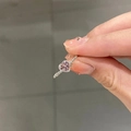 Pink heart-shaped zircon ring with twisted silver band and sparkling halo stones - Twist Band Pink Heart Zircon Ring (J3557)