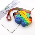 Rainbow gradient unicorn silicone pop shoulder bag for kids with adjustable strap - Rainbow