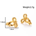 Polished gold titanium steel bow earrings with 1.8cm width and 2.7g weight - Elegant Soft Bow (YE-096-Gold)