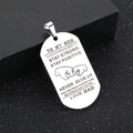 Collier plaque d'identité en acier poli pour fils avec citation gravée de son père - Pendentif Uniquement / Argent (KP100212-Z)