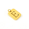Square gold hollow stainless steel pendant featuring the letter E with top ring loop - Letter E (E-Pendant)