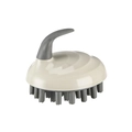 Spazzola massaggio cuoio capelluto in silicone beige e grigio con impugnatura comoda - Piuma Grigia