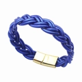 Bracciale in corda blu scuro intrecciato a mano con chiusura magnetica in metallo dorato - Bracciale intrecciato magnetico bleu scuro (30114)