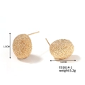 Detailed close-up of gold textured stud earrings with size and weight specifications - E01614-1 Round Ball