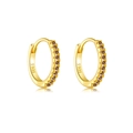 Golden S925 sterling silver hoop earrings set with small brown cubic zirconia stones - 925 Silver / 18K Gold (Champagne Zirconia)