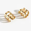 Three-layer parallel gold ear cuff in 316L stainless steel with geometric stripe design - Gold Three-layer Parallel Wrap Style (KG013)