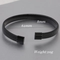 8mm matte black stainless steel elastic wire cuff bracelet with 62mm inner diameter - 8mm / Black