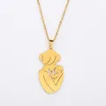 Collana in acciaio inossidabile dorato con ciondolo silhouette madre con bambino - Oro