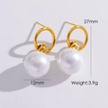 Boucles d'oreilles minimalistes en acier inoxydable 14K avec pendentif perle blanche - Style Perle Blanche Or (YTE2403311WT)