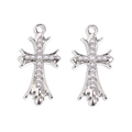 Silver cross pendants with white pearls for DIY jewelry making, macro detail view - 11# Silver Pearl Cross