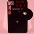 Silver heart magnetic stud with white zircon, no piercing needed for lip, nose, or ear - Heart with Zirconia 3.5mm