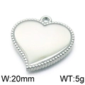 Silver heart pendant with white enamel inlay and beaded edge, 20mm wide and 5g weight - Steel (KLJ5887-Z)