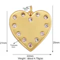 Golden heart-shaped copper pendant with white zircon stones measuring 22mm by 25mm - L266546-Gold Full Rhinestone Large Heart Gold