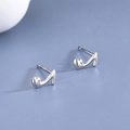 Creative high heel shaped S925 sterling silver stud earrings with polished finish - Music Note / White Gold