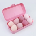 Set of 8 soft pink makeup sponges in a storage box with fixed holders for hygiene - 8-Grid Colored Box Pink Series