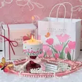 Gardenia scented candle gift set with tulip ceramic holder and luxury pink packaging - Mother's Day Time Praise-Gardenia