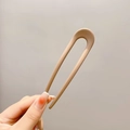 Minimalist beige U-shaped hair fork accessory for bun styling in smooth resin finish - ABS / Coffee