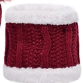 Winter knitted neck warmer in deep red with white faux fur lining for cold weather - One Size / Neck Warmer Wine Red