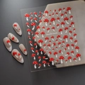 Détail d'autocollants 5D pour ongles champignons rouges et blancs à relief 3D - Champignon Rouge et Blanc (FEB-899)