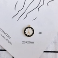 Detail of round enamel pendant with Eiffel Tower relief and black and white pattern - 4# Enamel Eiffel Tower