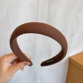Deep brown padded sponge headband in knitted fabric for a Korean minimalist aesthetic - Thickened Sponge Fabric Style / Dark Coffee