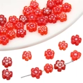 Vibrant red 6mm millefiori glass flower beads for DIY handmade jewelry and craft - Red