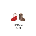 Colgante de bota de Navidad de aleación esmaltada roja y blanca para joyería DIY - #1 Calcetín de Navidad con lunares rojos