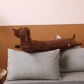Süßes Dackel-Plüschkissen in Dunkelbraun aus Cord-Stoff für die Heimdekoration - 50cm / Brauner Dackel